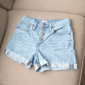J. Crew blue denim jean shorts button fly light wash